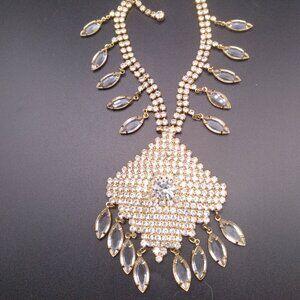 Vintage Juliana D&E Rhinestone Bezel Crystal Necklace Set in Gold Tone